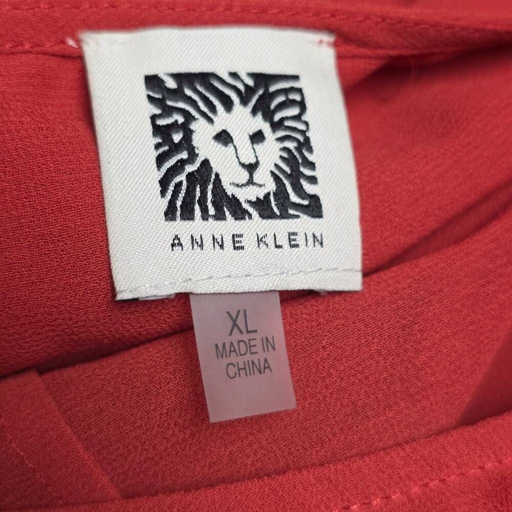 Anne Klein Sheer Blouse Coral XL Tie Sleeve - Picture 7 of 9